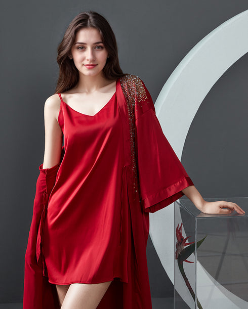 Luxurious Rhinestone Satin Custom Bridal and Bridesmaid Robe – Sparkling Elegance for Weddings