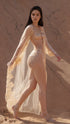 Golden Nude Sheer Lace Long Robe | Luxury Boudoir & Bridal Photoshoot Gown