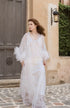 Ostrich Feather Sequin 3D Floral Lace Long Robe with Sequin Nightgown Set