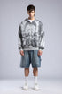 Oversized Art Print Zip-Up Hoodie - Vintage Washed Full-Zip Sweatshirt