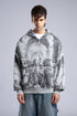 Oversized Art Print Zip-Up Hoodie - Vintage Washed Full-Zip Sweatshirt