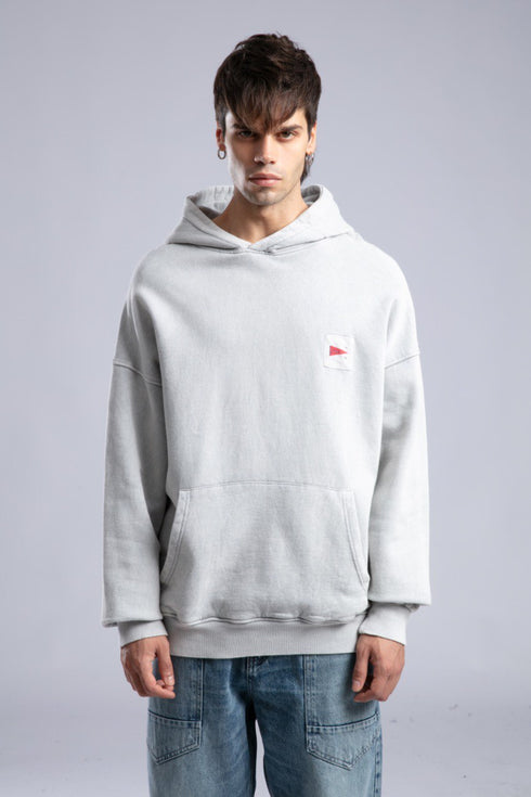 Oversized '8' Plaid Patch Hoodie - Vintage Washed Pullover