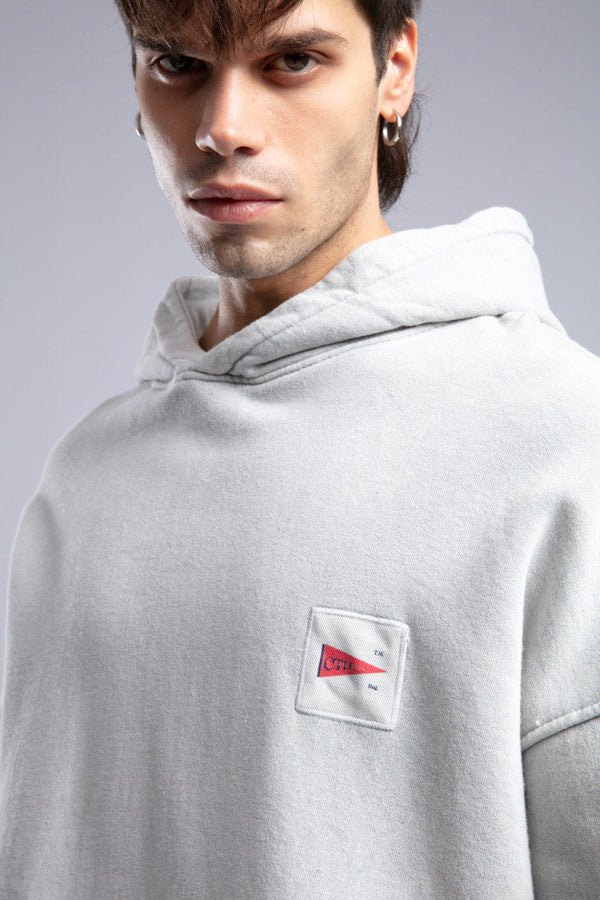 Oversized '8' Plaid Patch Hoodie - Vintage Washed Pullover