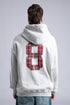 Oversized '8' Plaid Patch Hoodie - Vintage Washed Pullover
