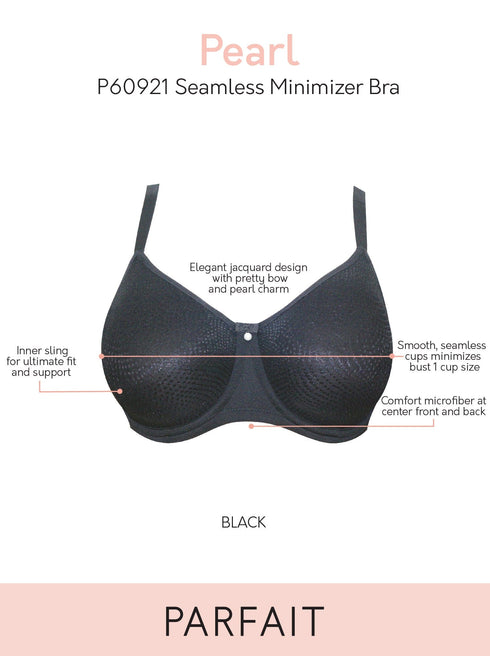 PARFAIT Pearl P60921 Women's Non-padded Seamless Minimizer Full Busted Bra - Black