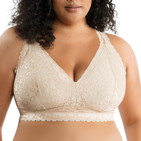 PARFAIT Adriana P5482 Women's Curvy and Full Bust Supportive Wire-free Lace Bra - Bare