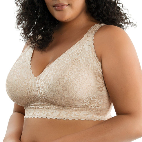 PARFAIT Adriana P5482 Women's Curvy and Full Bust Supportive Wire-free Lace Bra - Bare