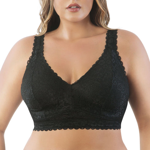 PARFAIT Adriana P5482 Women's Curvy and Full Bust Supportive Wire-free Lace Bra - Black