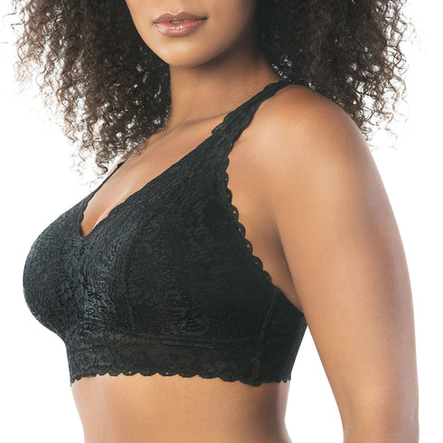 PARFAIT Adriana P5482 Women's Curvy and Full Bust Supportive Wire-free Lace Bra - Black