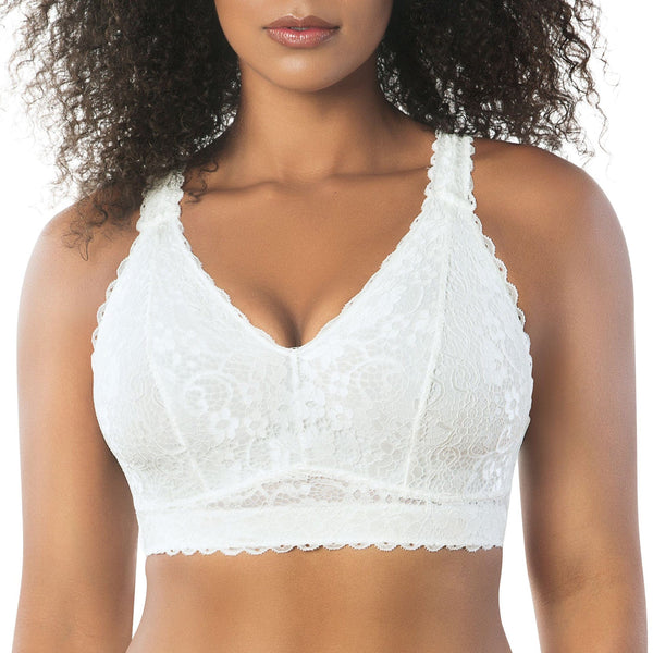 PARFAIT Adriana P5482 Women's Curvy and Full Bust Supportive Wire-free Lace Bra - Pearl white