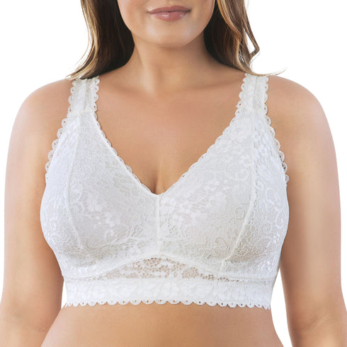 PARFAIT Adriana P5482 Women's Curvy and Full Bust Supportive Wire-free Lace Bra - Pearl white