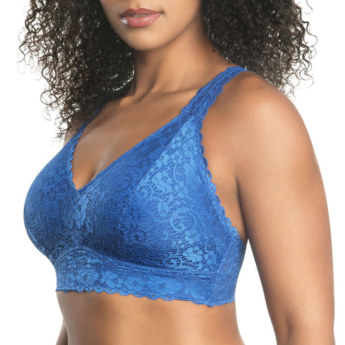 PARFAIT Adriana P5482 Women's Curvy and Full Bust Supportive Wire-free Lace Bra - Sapphire