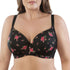 PARFAIT Casey 2801 Women's Wired Padded Plunge Seamless T-shirt Bra - Black w/ Rose Print