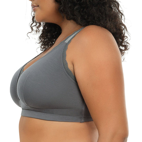 PARFAIT Dalis P5641 Women's Full Busted and Curvy Wire Free Bralette - Charcoal