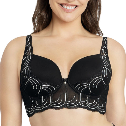 PARFAIT Pearl P6091 Women's Longline Plunge Full Busted Bra - Black