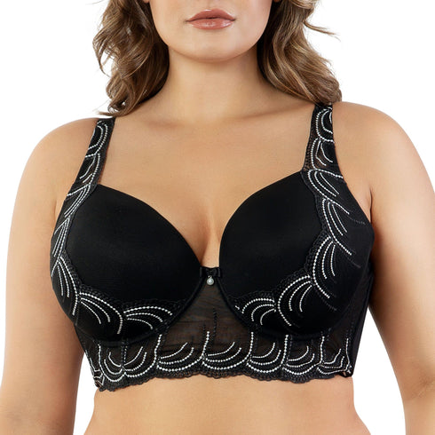 PARFAIT Pearl P6091 Women's Longline Plunge Full Busted Bra - Black