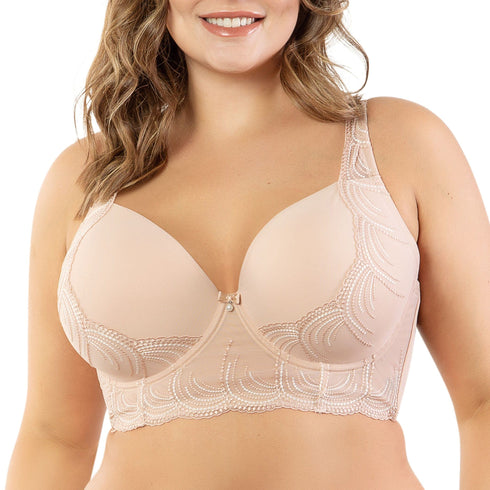 PARFAIT Pearl P6091 Women's Longline Plunge Full Busted Bra - Cameo Rose