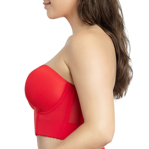 PARFAIT Shea P60671 Women's Full Bust and Full Figure Strapless Longline Bra - Racing Red