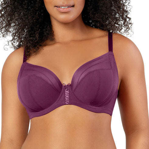PARFAIT Shea P6062 Women's Full Bust Mesh Plunge Unlined Wired Bra - Blackberry