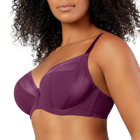 PARFAIT Shea P6062 Women's Full Bust Mesh Plunge Unlined Wired Bra - Blackberry