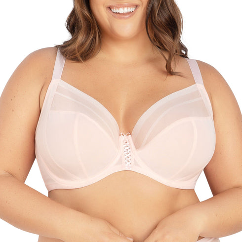 PARFAIT Shea P6062 Women's Full Bust Mesh Plunge Unlined Wired Bra - Petal Pink
