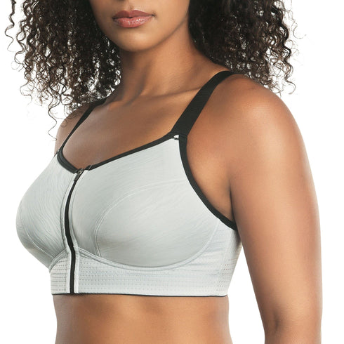 PARFAIT Wave P6052 Women's Wire-Free Front Closure Sports Bra - Silver