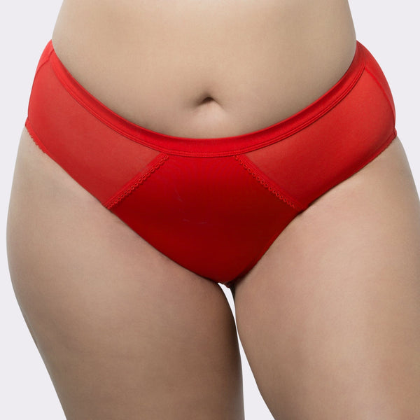 PARFAIT Micro Dressy PP306 French Cut High Waisted Sexy Sheer Panties (2 Pack) - Racing Red