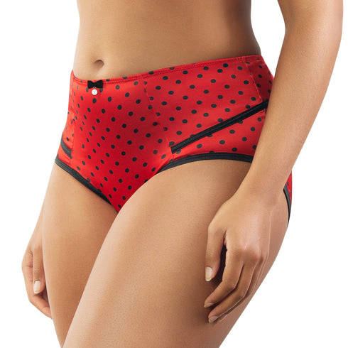 PARFAIT Charlotte 6917 Women's Full Figured Curvy High Waist Brief Vintage  - Racing Red Dot