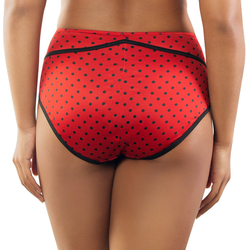 PARFAIT Charlotte 6917 Women's Full Figured Curvy High Waist Brief Vintage  - Racing Red Dot