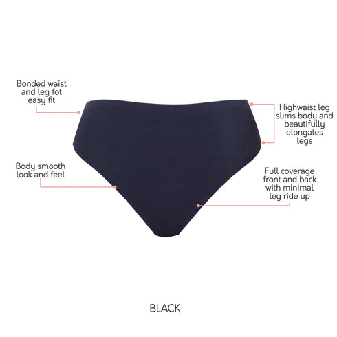 PARFAIT Bonded French Cut PP5031 Body Smoothing Panties with No Visible Panty Lines - Black