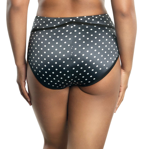 PARFAIT Charlotte 6917 Women's Full Figured Curvy High Waist Brief Vintage  - Black Dot