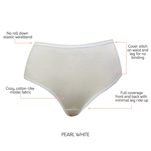 PARFAIT Cozy Brief PP5032 Cotton Like Fabric Full Coverage - Pearl White