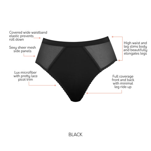 PARFAIT Micro Dressy PP306 French Cut High Waisted Sexy Sheer Panties - Black