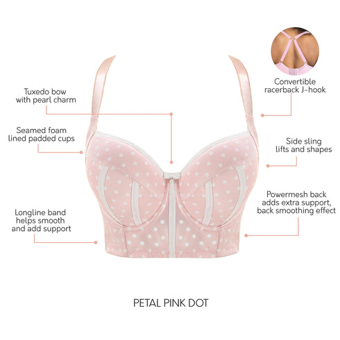 PARFAIT Charlotte Longline 6977 Women's Full Bust Padded Bra - Petal Pink Dot