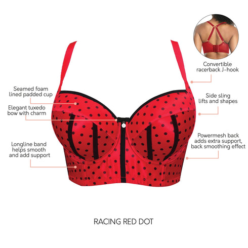 PARFAIT Charlotte Longline 6977 Women's Full Bust Padded Bra - Racing Red Dot