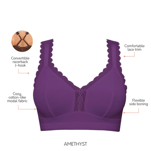 PARFAIT Dalis P5641 Women's Full Busted and Curvy Wire Free Bralette - Amethyst