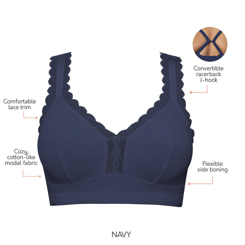 PARFAIT Dalis P5641 Women's Full Busted and Curvy Wire Free Bralette - Navy