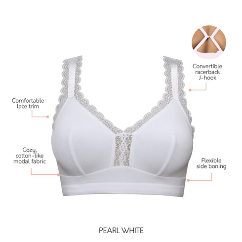 PARFAIT Dalis P5641 Women's Full Busted and Curvy Wire Free Bralette - Pearl White