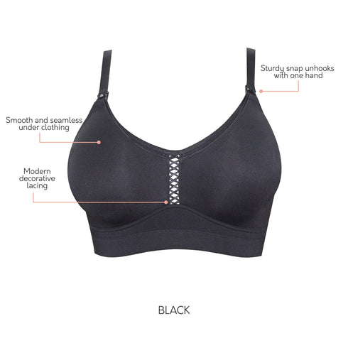 PARFAIT Erika P58611 Women Full Bust Smooth Seamless Wire-Free Nursing Bra - Black