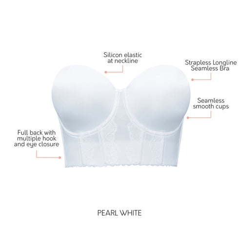 PARFAIT Elissa P50116 Women's Full Bust and Full Figure Strapless Longline Bra  - Pearl White