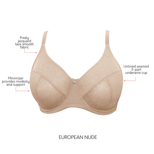 PARFAIT Enora P5272 Women's Full Bust Supportive Full Coverage Unlined Minimizer - E. Nude