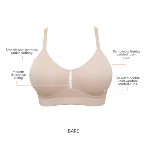 PARFAIT Erika P5861 Women Full Bust Smooth Seamless Wire-Free Bralette Bra - Bare