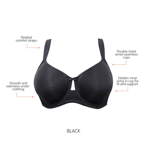 PARFAIT Erika P58622 Women's Unlined Seamless Smooth Nude Wire Bra - Black