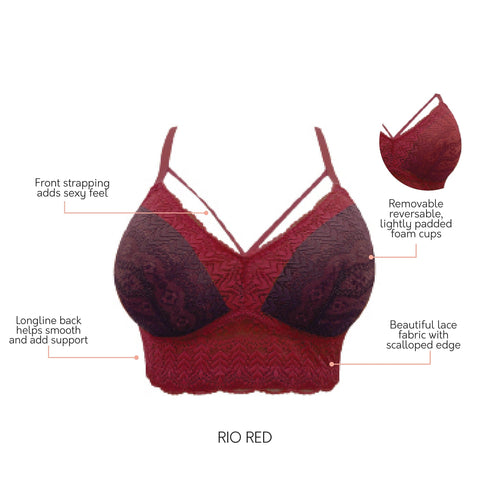 PARFAIT Mia Lace P5951 Women's Full Busted Lightly Padded Wire Free Bra - Rio Red