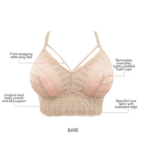 PARFAIT Mia Lace P5951 Women's Full Busted Lightly Padded Wire Free Bra - Bare