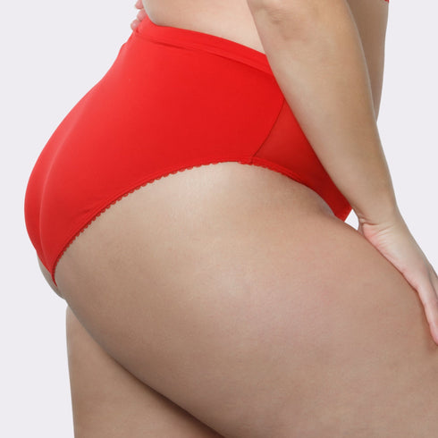 PARFAIT Micro Dressy PP306 French Cut High Waisted Sexy Sheer Panties (2 Pack) - Racing Red