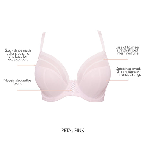 PARFAIT Shea P6062 Women's Full Bust Mesh Plunge Unlined Wired Bra - Petal Pink