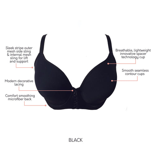 PARFAIT Shea P6061 Women's Spacer T-shirt Full Busted Bra - Black