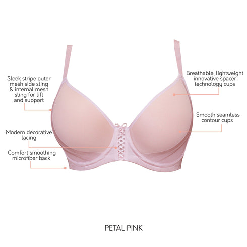 PARFAIT Shea P6061 Women's Spacer T-shirt Full Busted Bra - Petal Pink