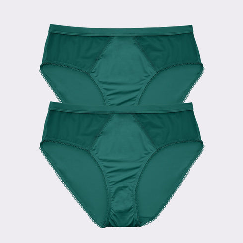 PARFAIT Micro Dressy PP306 French Cut High Waisted Sexy Sheer Panties (2 Pack) - Emerald